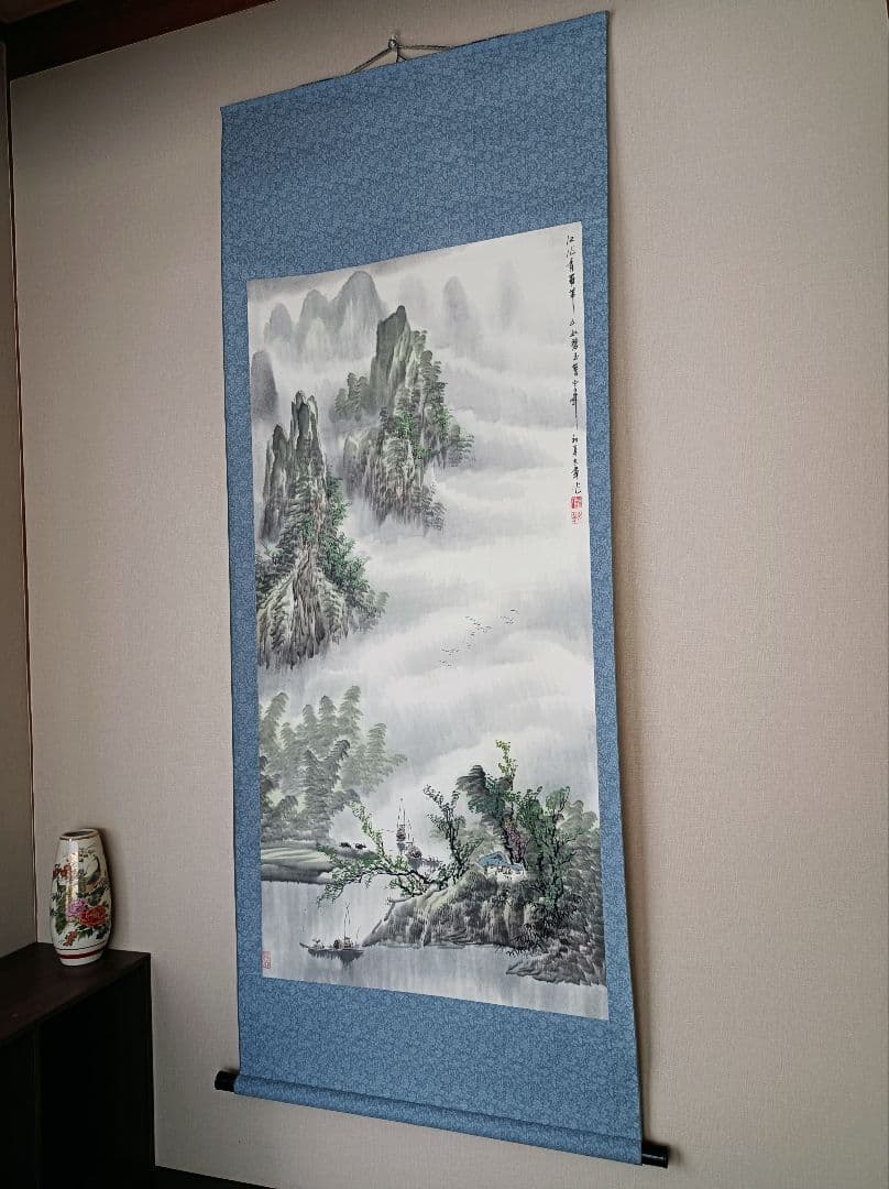 極美品 レア 中国 軸 開運 金運 絵 龍脈 山水 花鳥 美術 骨董 インテリア