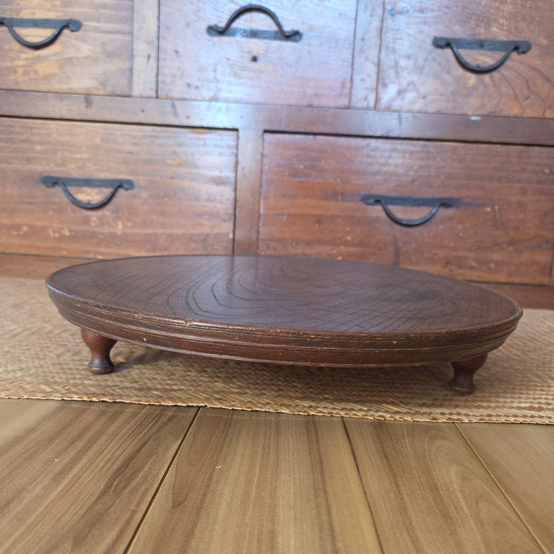 アンティーク雑貨　丸膳　花台　飾り台　ディスプレイ台　古物　三つ脚　展示台