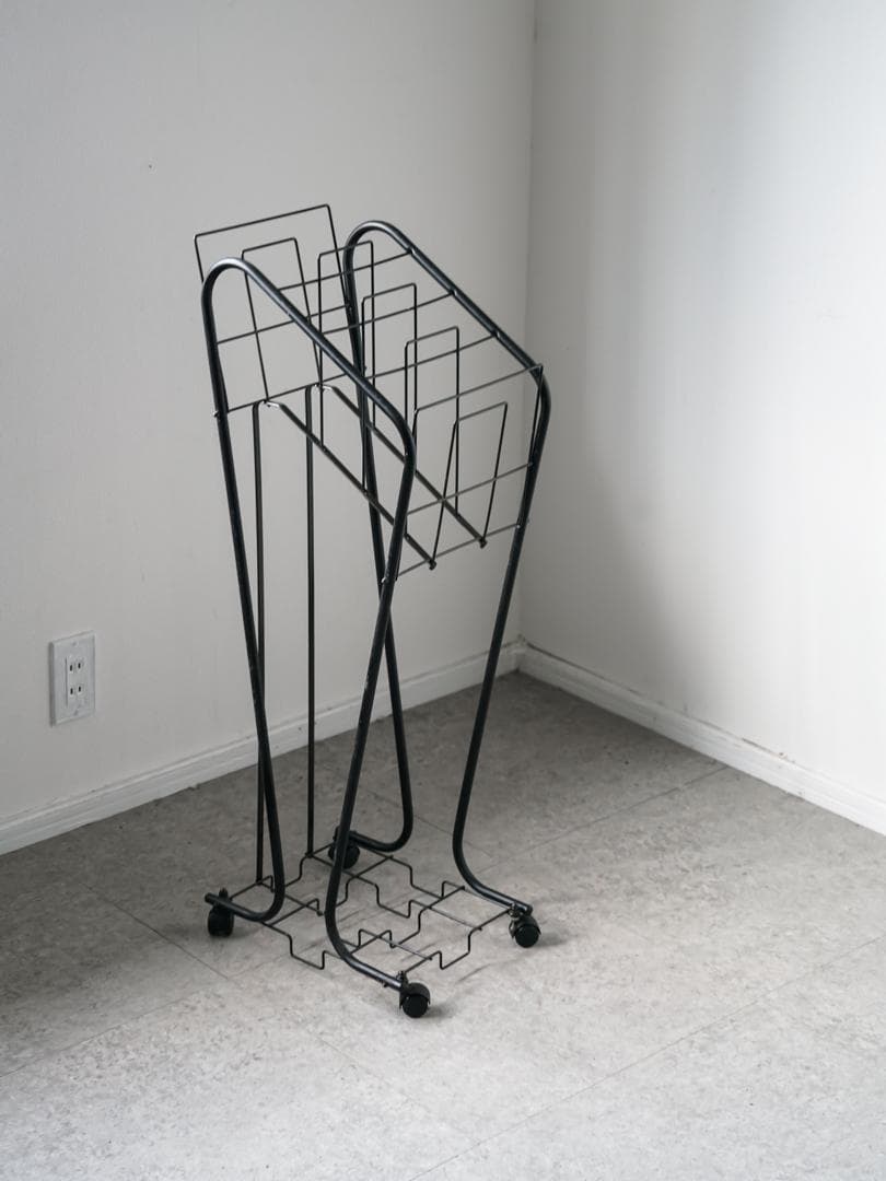 80-90's マガジンラック/収納スタンド キャスター ポストモダン