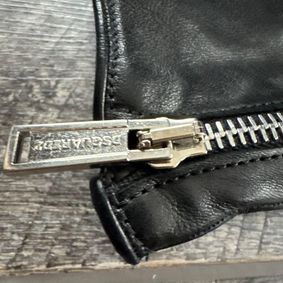 DSQUARED2 ブラックレザー　本革　手袋 ジッパー付き