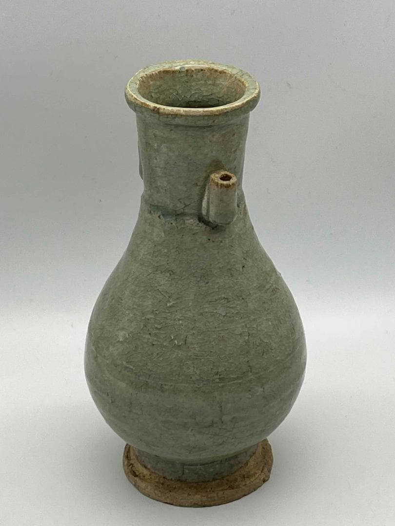 北宋時代　青白磁貫耳瓶　景徳鎮　影青　花入　花瓶　茶道具(E-96)