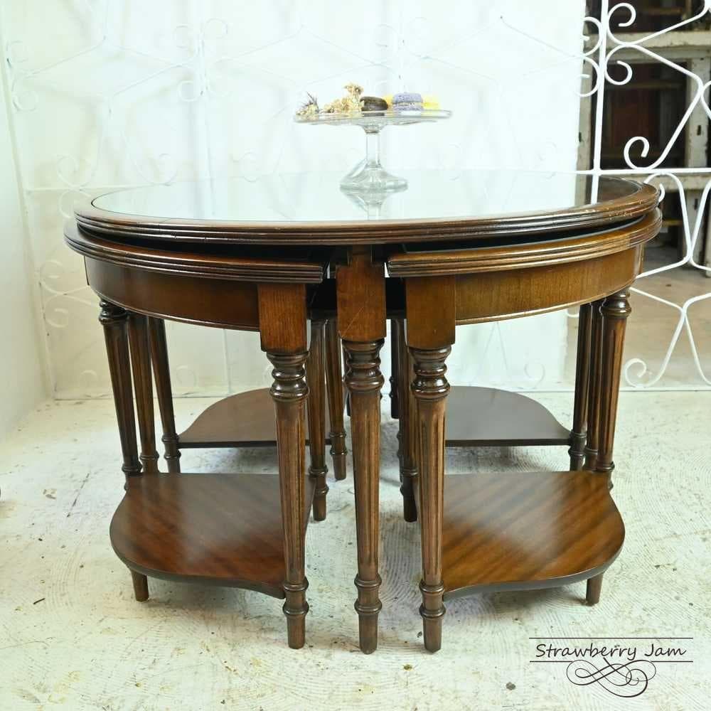 【早い者勝ち】L3705-264 英国アンティーク 丸テーブル ネストテーブル