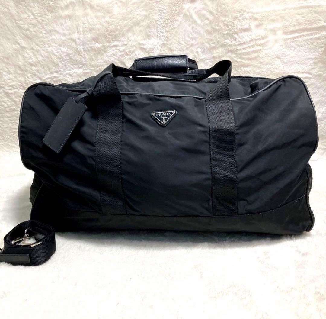 プラダ ボストンバッグ 2WAY ショルダー 南京錠 ネームプレート ブラック