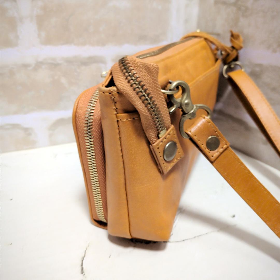 ★【ズッケロ フィラート】メッシュ ショルダーバッグ キャメル 美品 収納多し