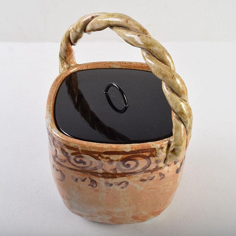 茶道具　御深井焼　手付水指　銘「柳水」　藪内流透月斎極め箱　M　R9276B