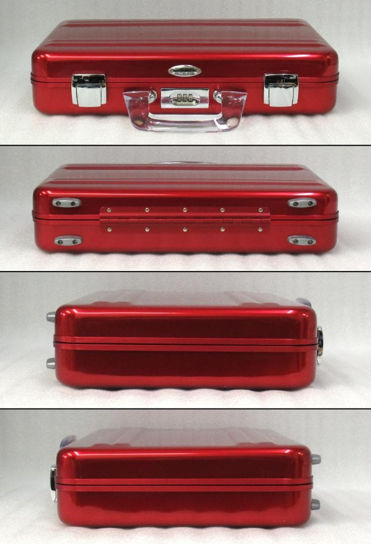 ゼロハリバートン アタッシュケース レッド系色 クリアハンドル 展示未使用品