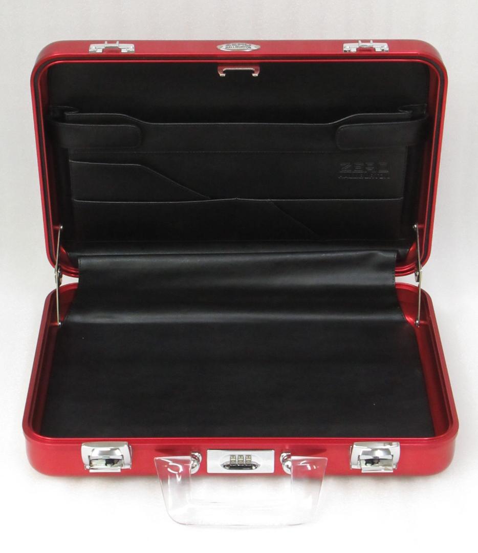 ゼロハリバートン アタッシュケース レッド系色 クリアハンドル 展示未使用品