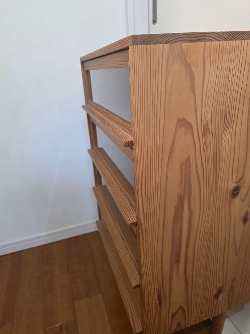 脚付ガラス 引出しのチェスト 国産天然木無垢材