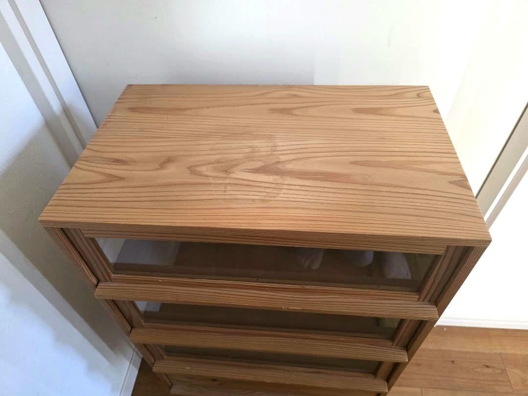 脚付ガラス 引出しのチェスト 国産天然木無垢材