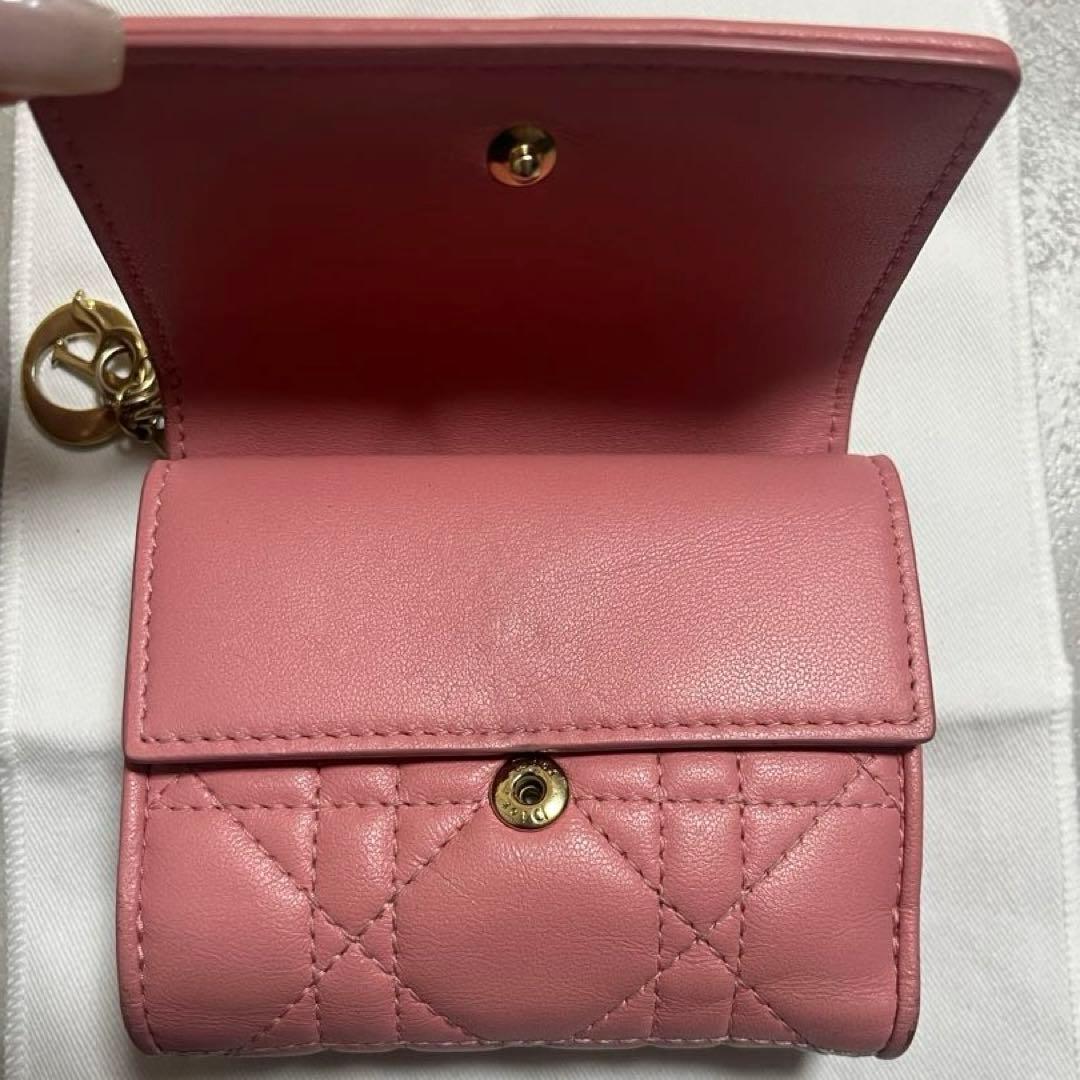 【1/3限定値下げ】即購入◎Dior ピンク キルティング 三つ折り財布