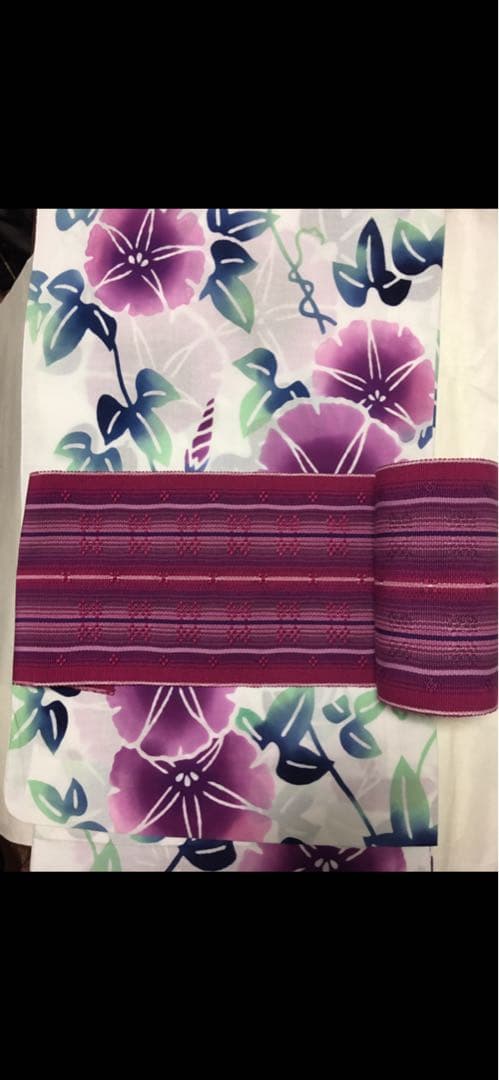 竺仙で購入 新品 浴衣 コーマ白地 紫ぼかし朝顔