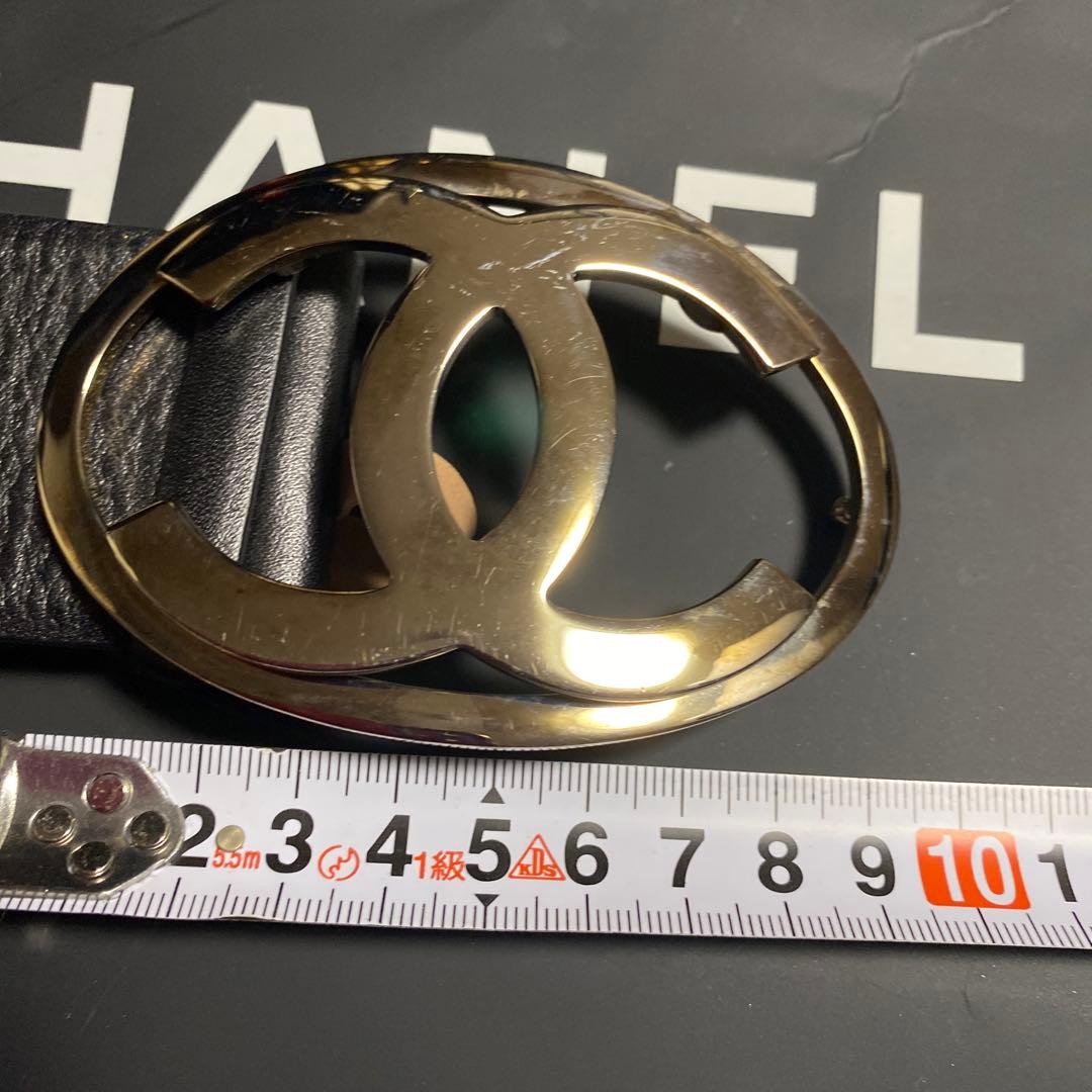 CHANEL ブラックレザーベルト CCロゴ