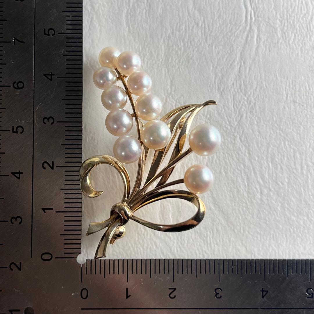 ☆美品☆ミキモト　K14 パール　ブローチ　花束デザイン　皇室御用達ブランド