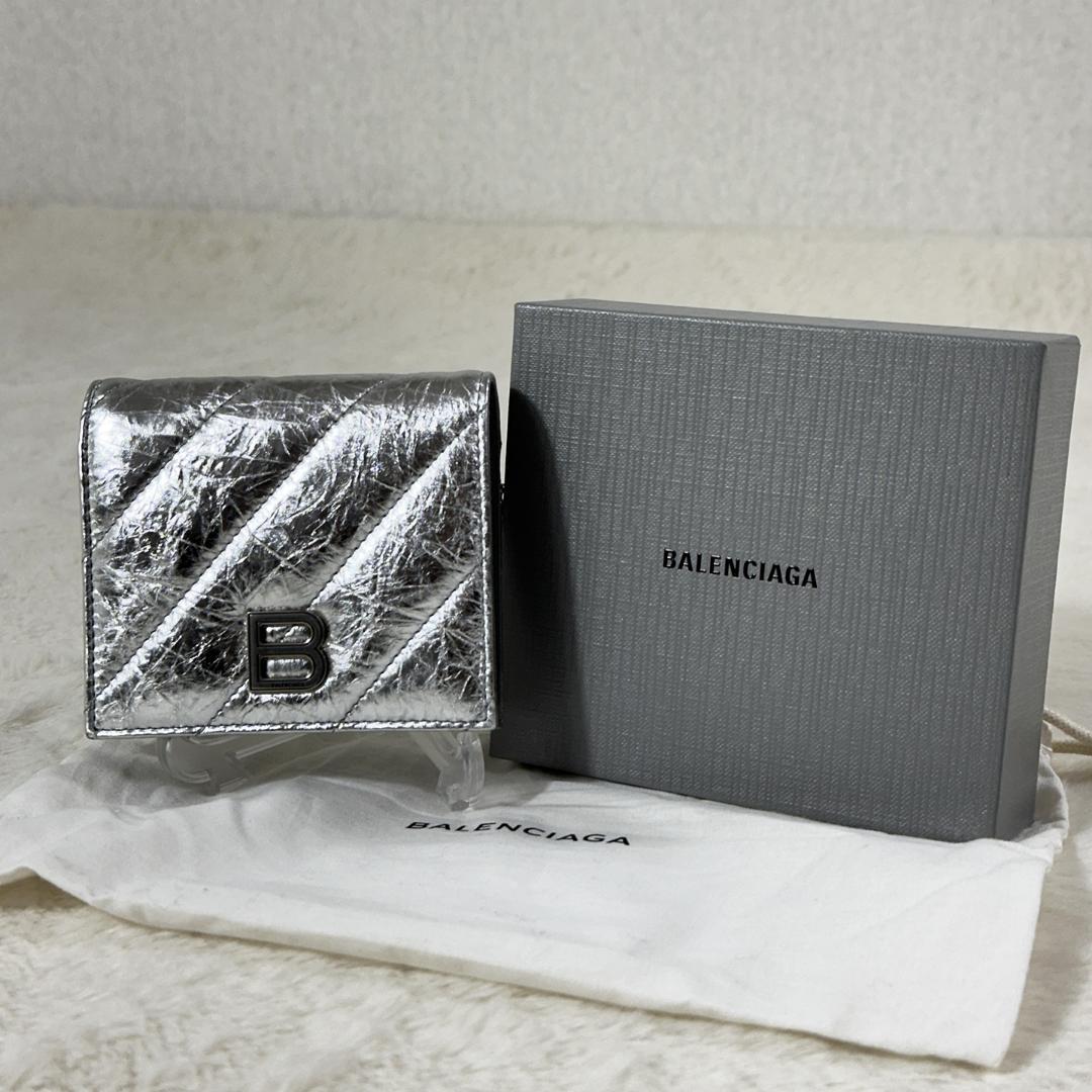 BALENCIAGA クラッシュ 二つ折財布 シルバー 箱付き