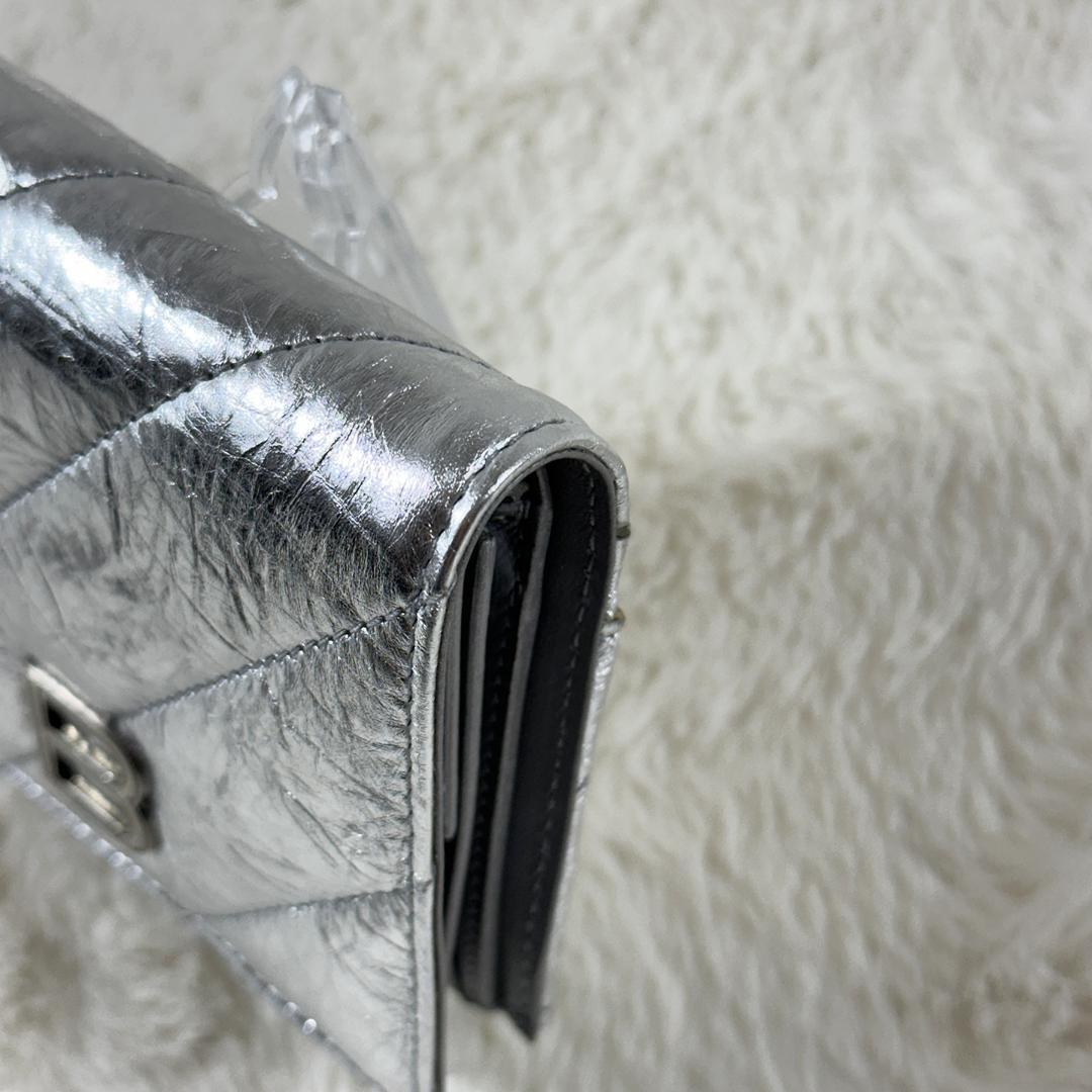 BALENCIAGA クラッシュ 二つ折財布 シルバー 箱付き