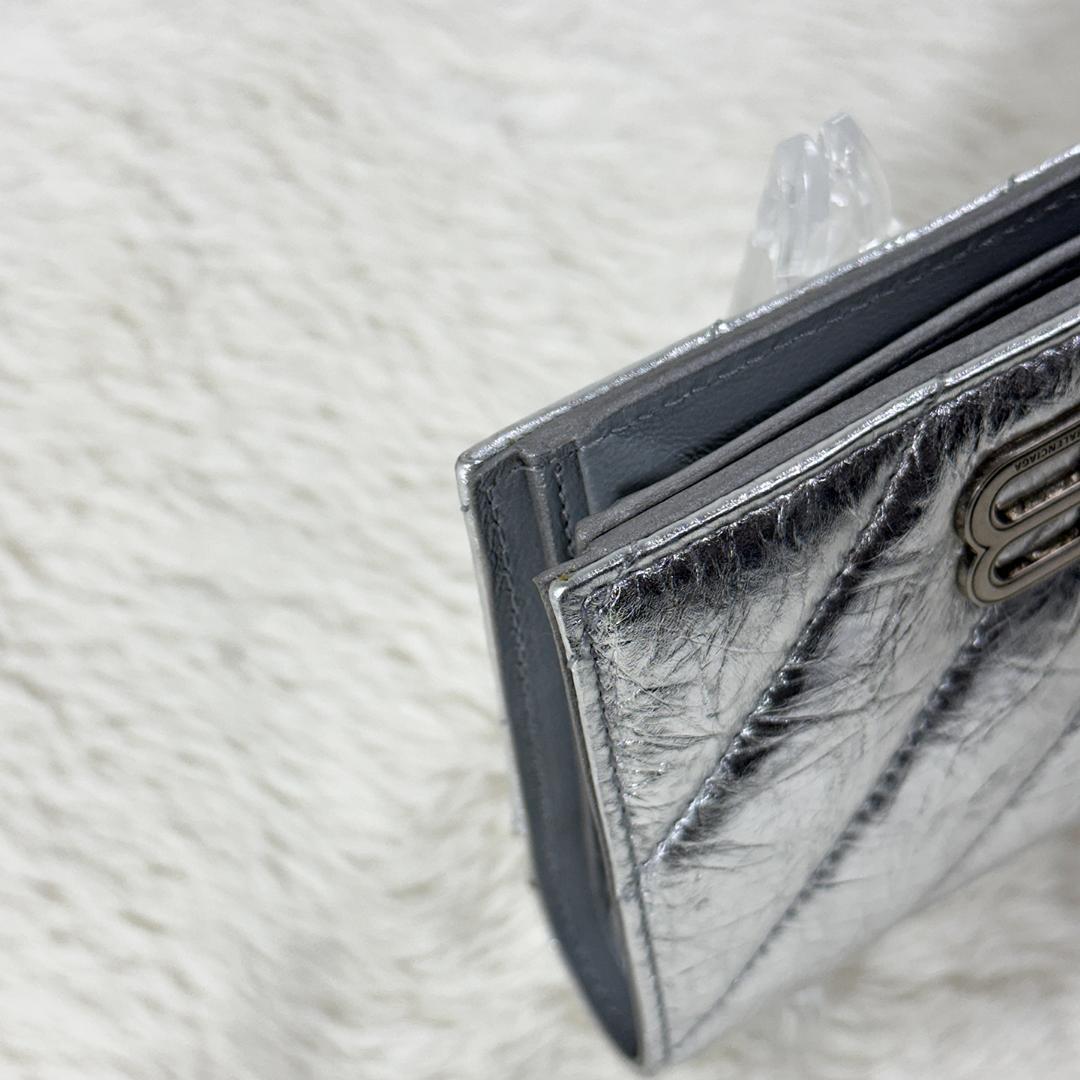 BALENCIAGA クラッシュ 二つ折財布 シルバー 箱付き