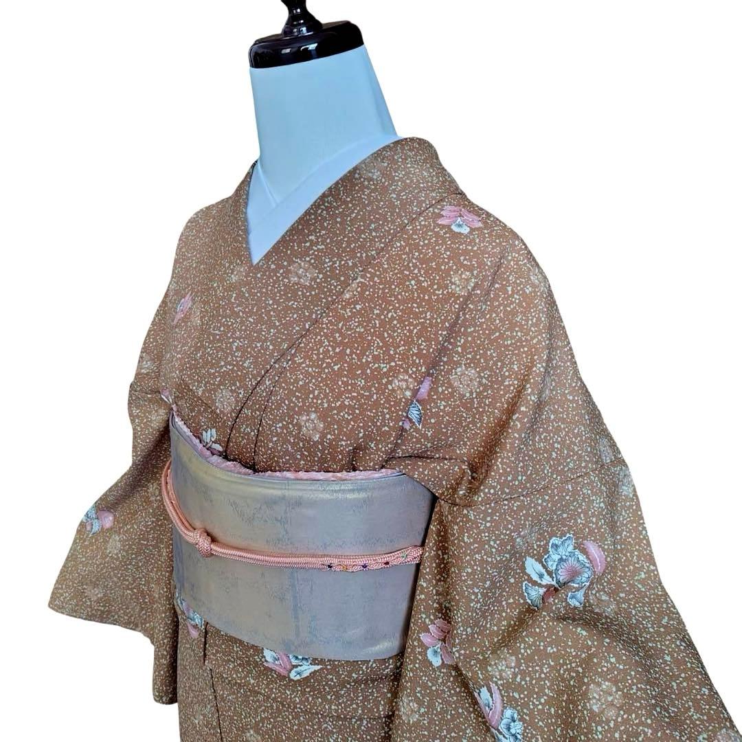 未使用近い　美品　袷　高級化繊　辻が花　小紋　フルセット