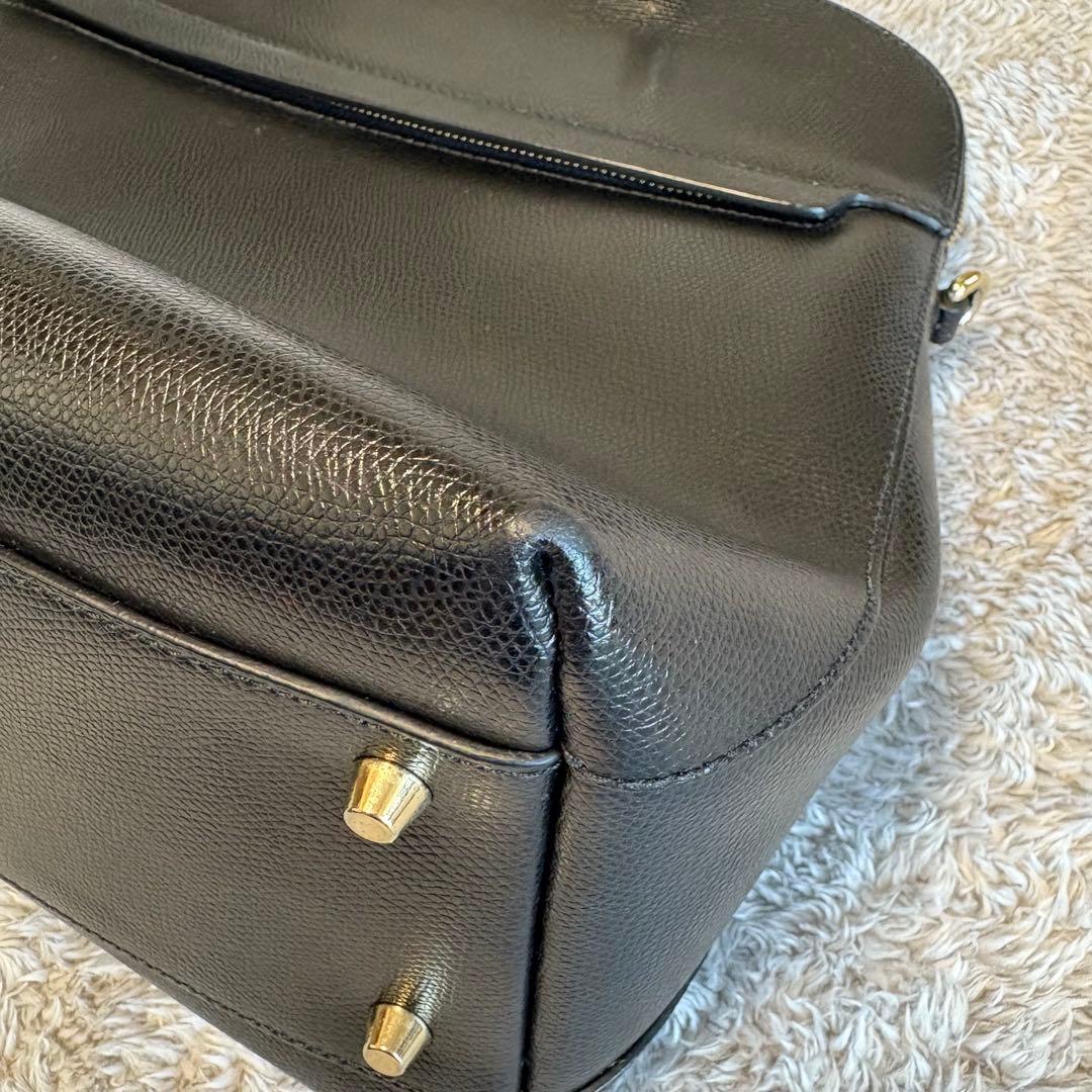 ◎美品◎ FURLA PIPER フルラ パイパー ブラックレザー ハンドバッグ