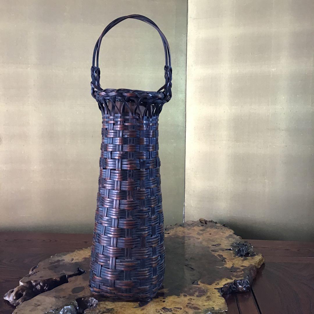 竹網　「花立」　明治期　(内銅筒)