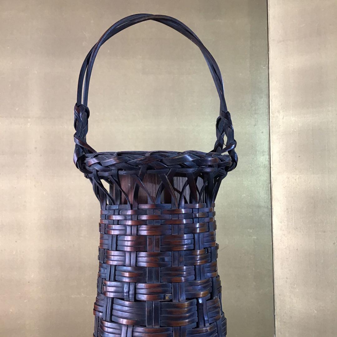 竹網　「花立」　明治期　(内銅筒)