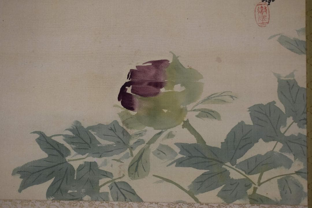 【真作】山元春挙/人枝濃艶図/牡丹図/横物/掛軸☆宝船☆Y-220　JM