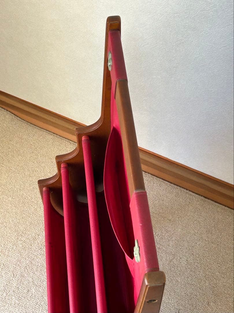 当時物　昭和レトロ　オールドカリモク マガジンラック ヴィンテージ　 本棚　書架