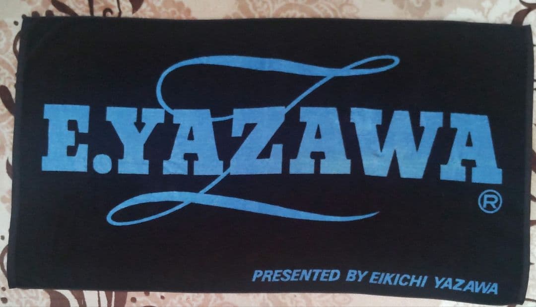 矢沢永吉 ロゴ スペシャルビーチタオル ブラック 黒地×青文字　レア