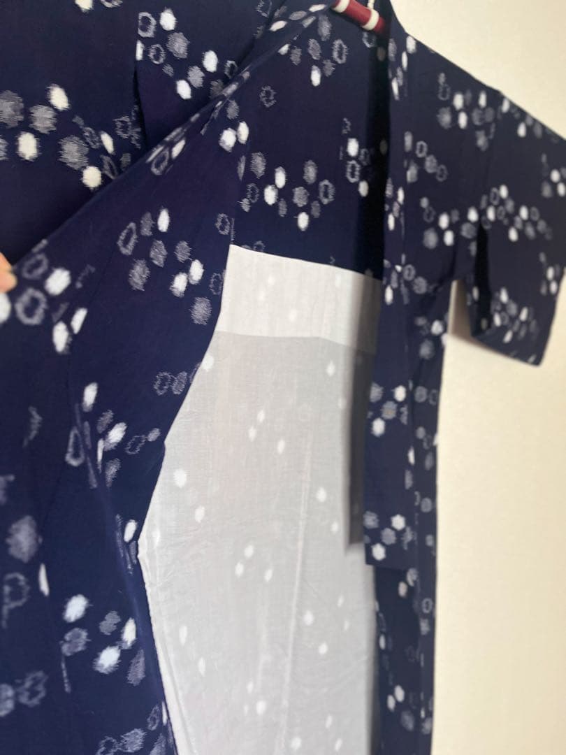 【お値下げ】訳あり★単衣久留米絣★牡丹雪柄★トールサイズ