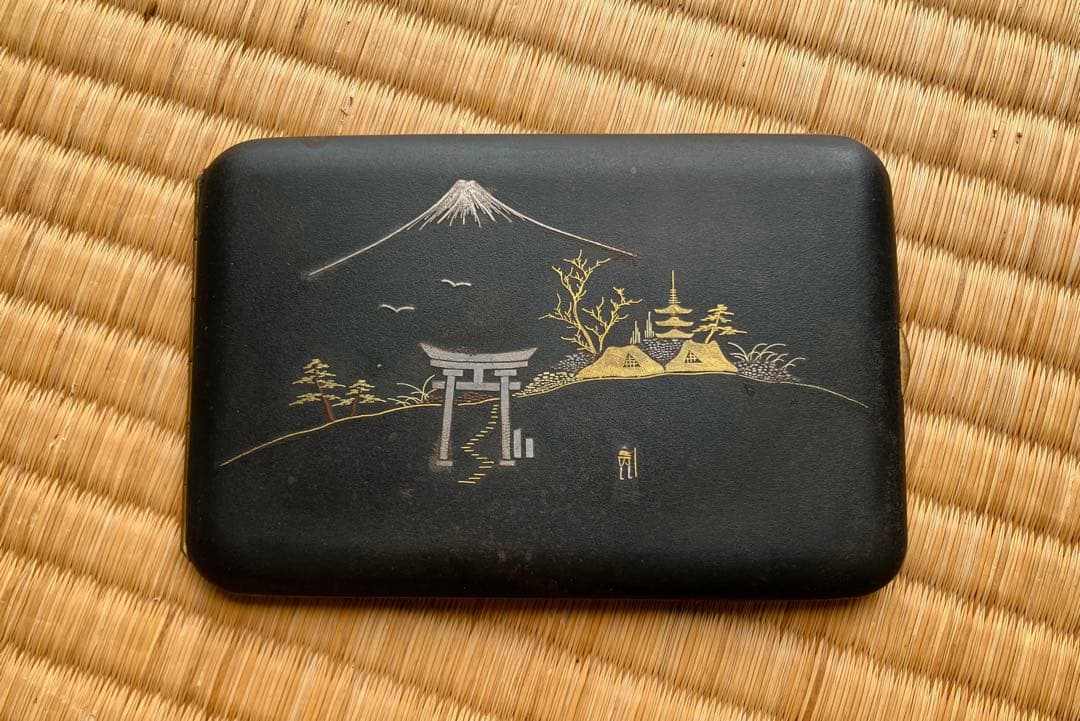 【希少】大正・昭和初期　象嵌シガレットケース　箱付き