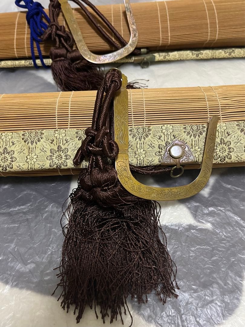 簾　御座敷すだれ　房・金具付 横88.5㎝ 縦165㎝　2点セット 茶道具 御簾