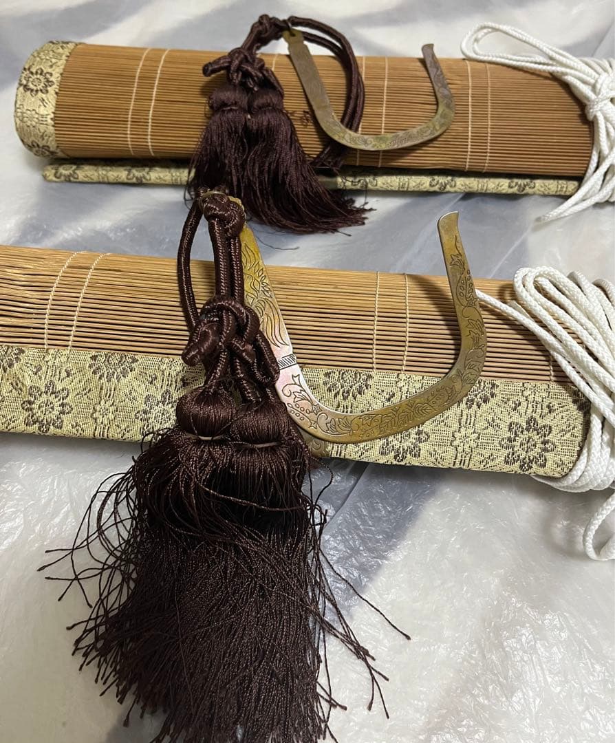 簾　御座敷すだれ　房・金具付 横88.5㎝ 縦165㎝　2点セット 茶道具 御簾