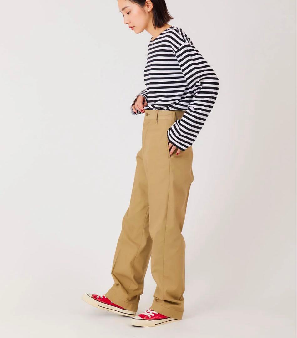 新品　WASHED ハイウエストチノパン　ベージュ　P0