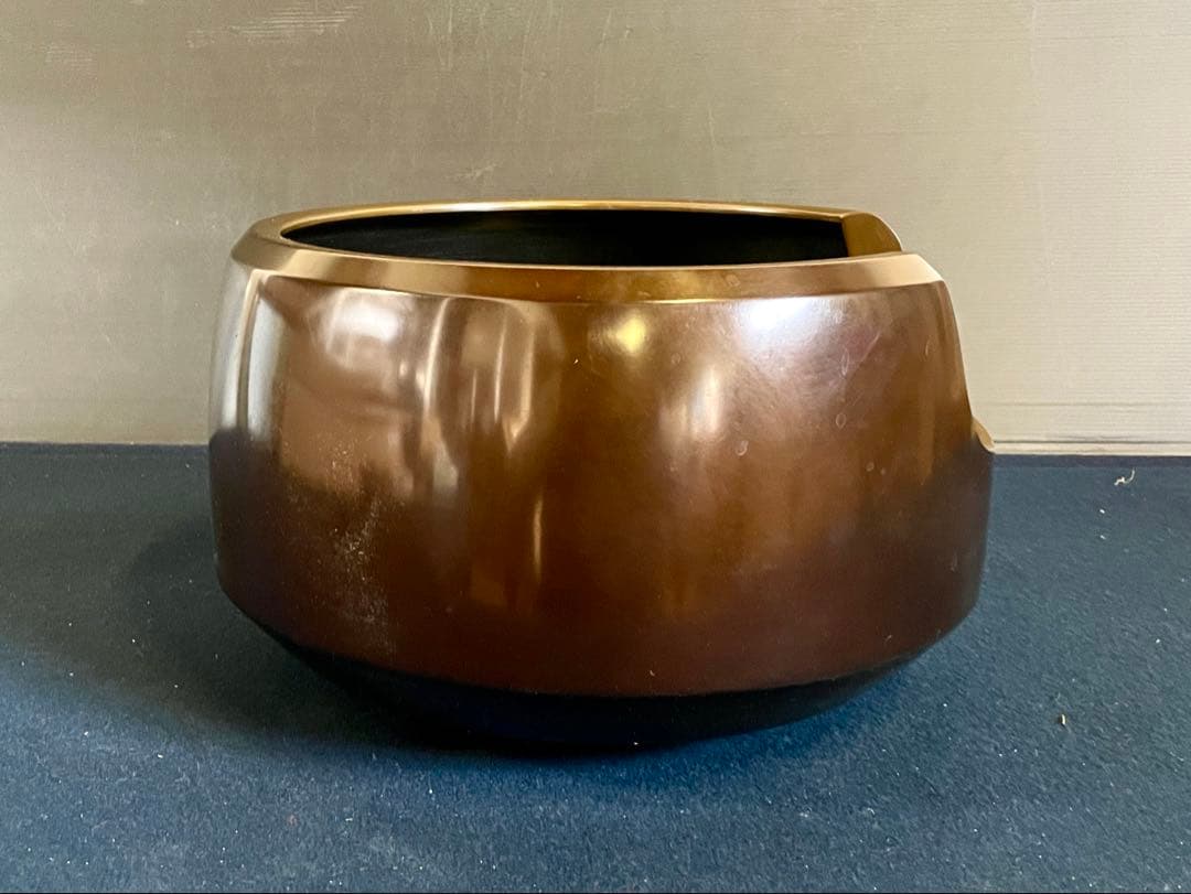 割引❣️『良品』「祖」 唐銅 面取 風炉 風炉師 福島 宗秀 共箱 （123F②）
