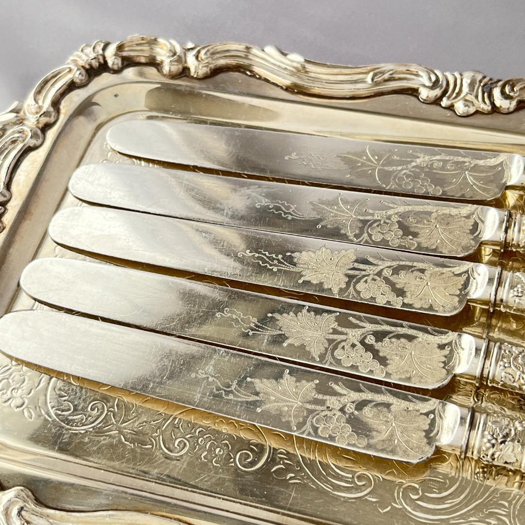 【白蝶貝】パストリーセット10本 マザーオブパール 葡萄と蔦のデコレーション