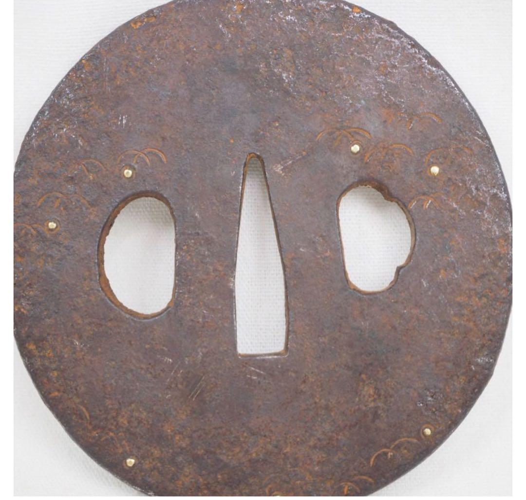 送料無料　江戸時代　星座象嵌鉄鍔