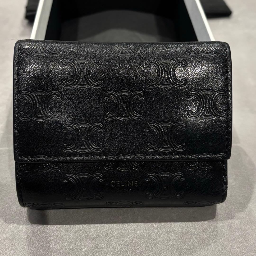 CELINE スモール　トリフォールドウォレット ブラック