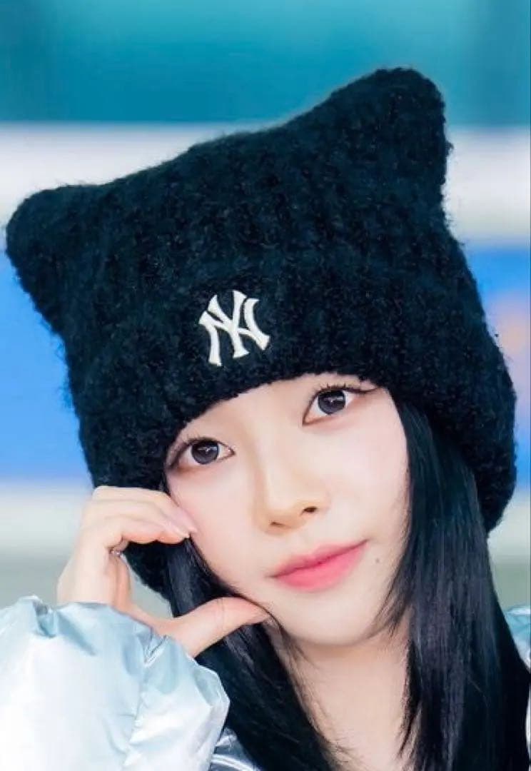 MLB KOREA 猫耳ニット帽　ビーニー　韓国限定