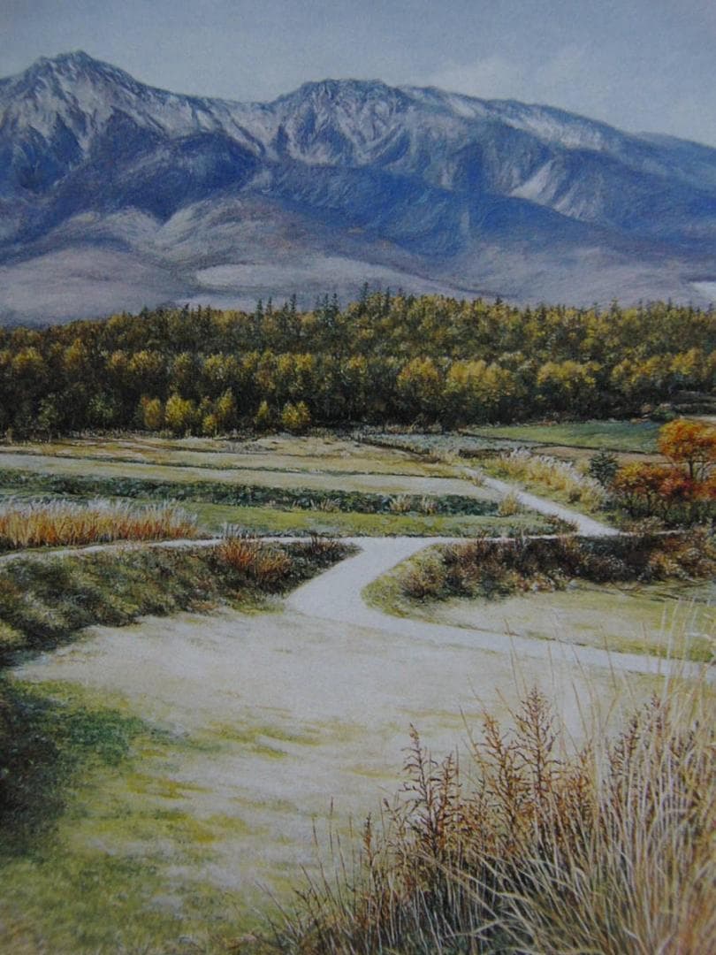 平田英子、【八ヶ岳高原】、希少な額装用画集より、新品額装付、状態良好