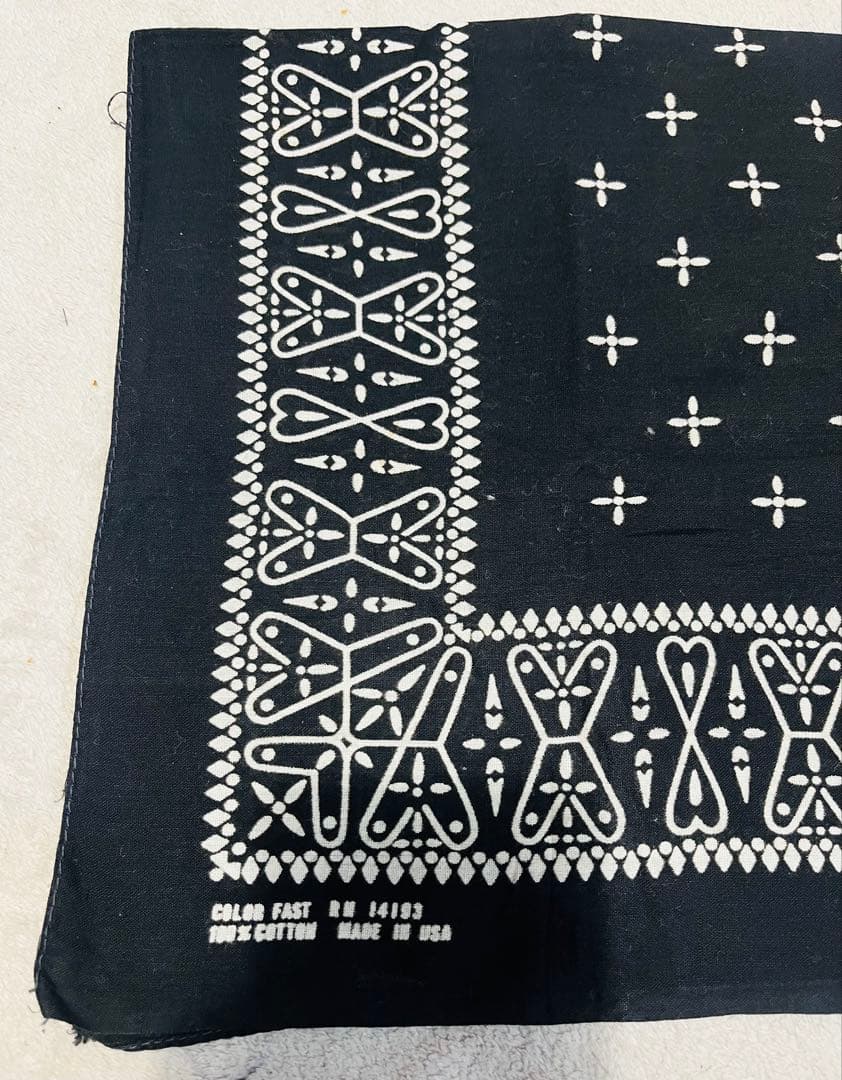 ビンテージ クロスバンダナ ブラック＆ネイビーセット RN14193 60's〜