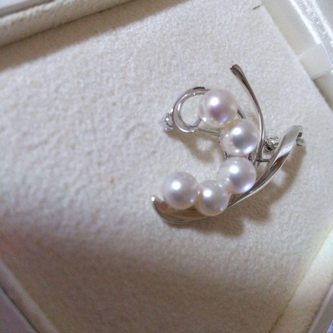 パールブローチ シルバー あこや 真珠 美品