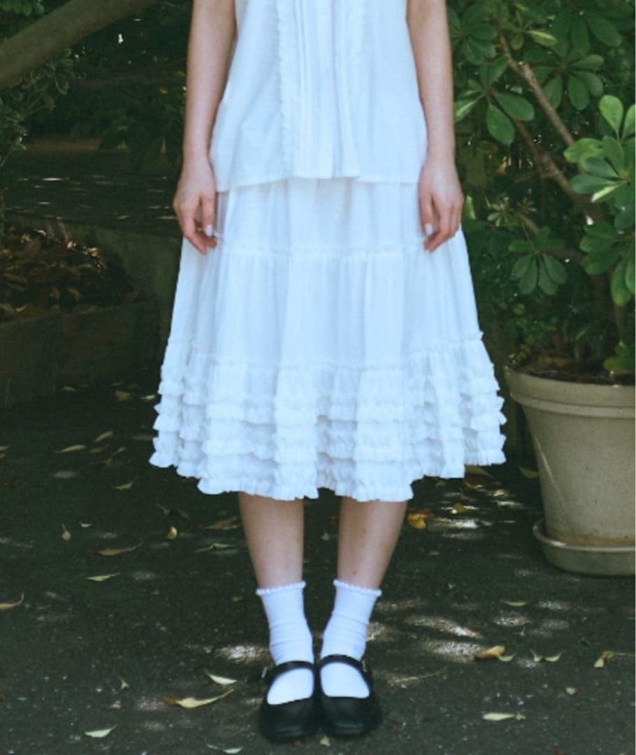 frill midi flared skirt / フリルボリュームスカート