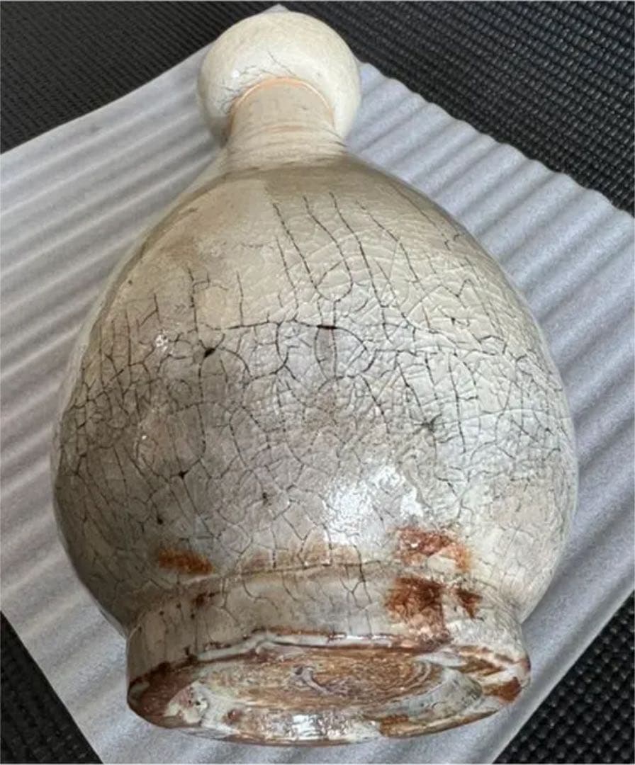 高橋佐門　造　花瓶　粉吹窯変　陶印あり　骨董