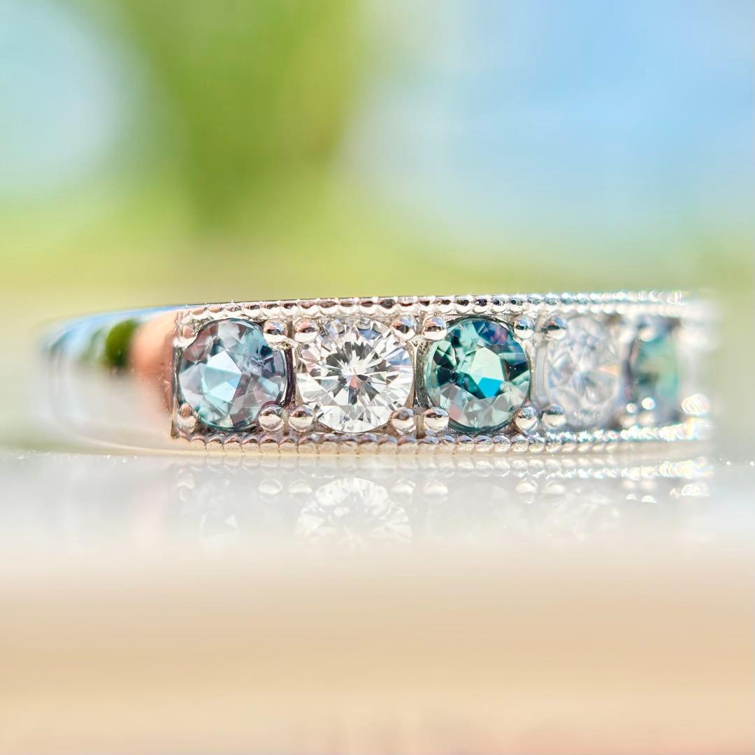 Pt900 アレキサンドライト ダイヤ 計0.76ctリング