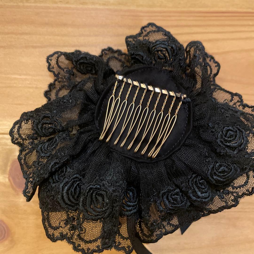 ロゼットヘッドドレス　メアリーマグダレン　ブラック/ブラック