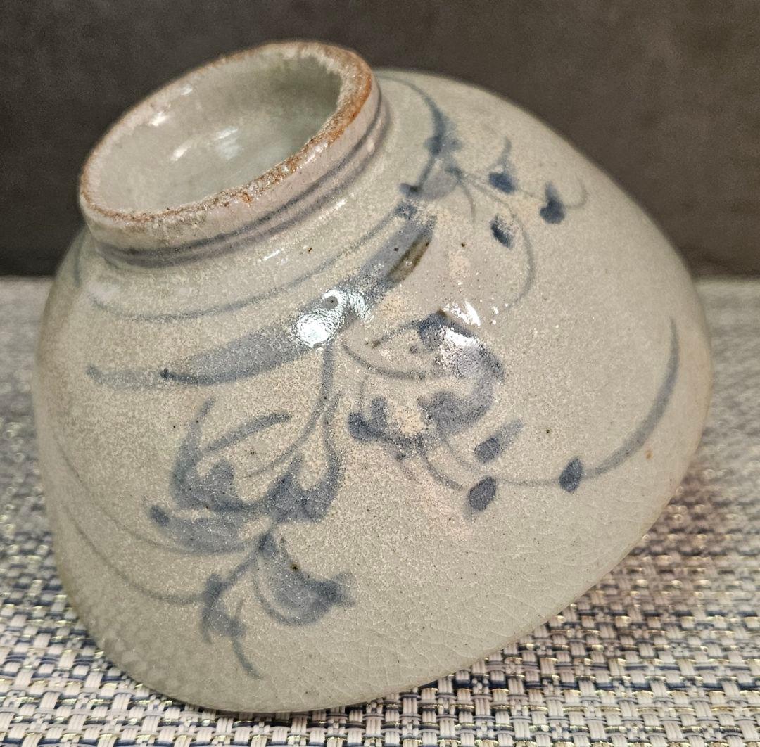 江戸時代初期　初期伊万里　染付　草花図 碗　茶碗　呼び継ぎあり　陶片　古陶磁器