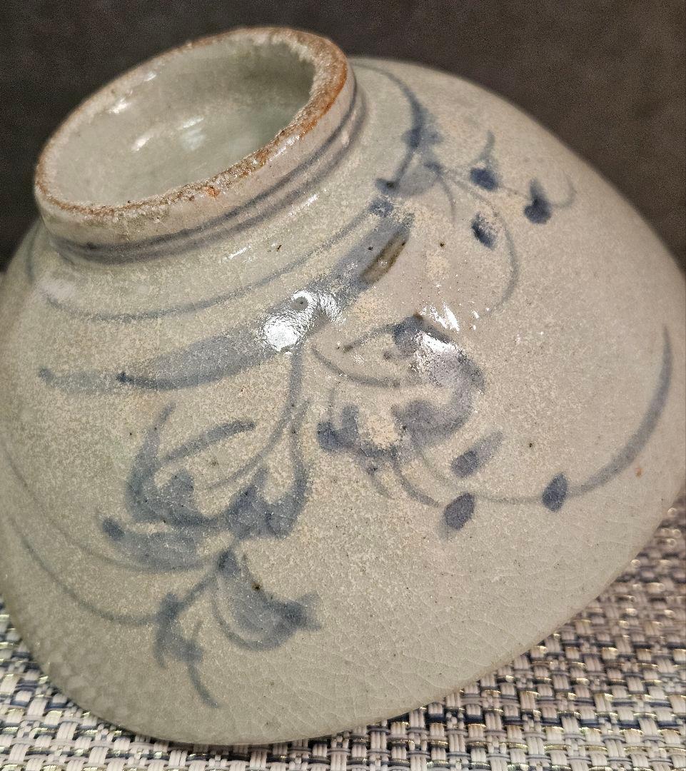 江戸時代初期　初期伊万里　染付　草花図 碗　茶碗　呼び継ぎあり　陶片　古陶磁器