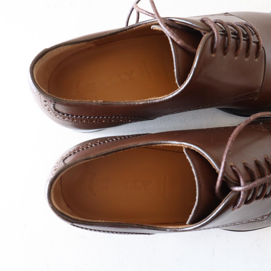 【未使用】BALLY パンチドキャップトゥ レザーシューズ EU6 茶 革靴