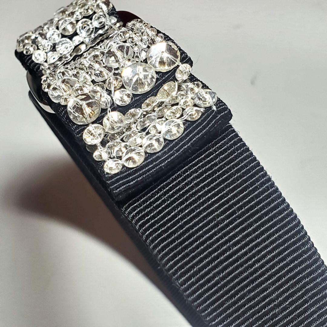 【極美品】フェラガモ カチューシャブラックビジュー h012