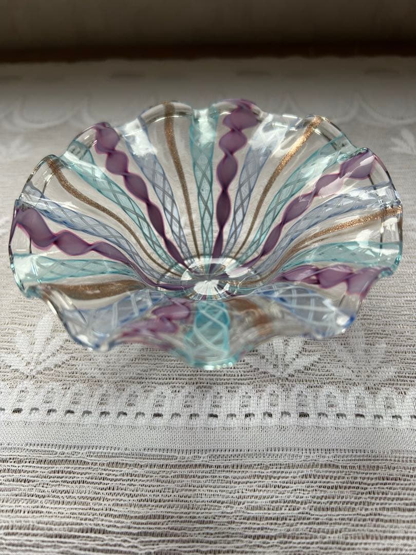 ベネチアングラス ガラス コンポート レース