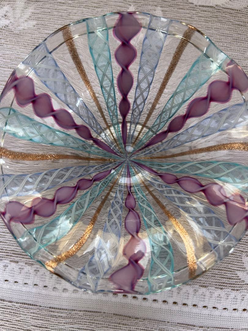 ベネチアングラス ガラス コンポート レース